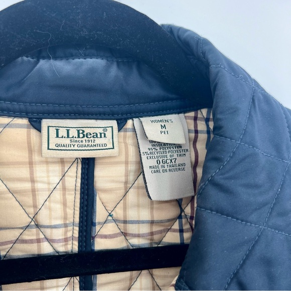 LL. Bean Diamond Quilted Barn Equestrian Fleece Jacket Petite M Vintage Y2K - Picture 3 of 8